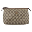 GUCCI GG Supreme Pouch PVC Leather Beige Gold 014 115 6088 Auth bs31427-13