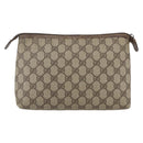 GUCCI GG Supreme Pouch PVC Leather Beige Gold 014 115 6088 Auth bs31427-2