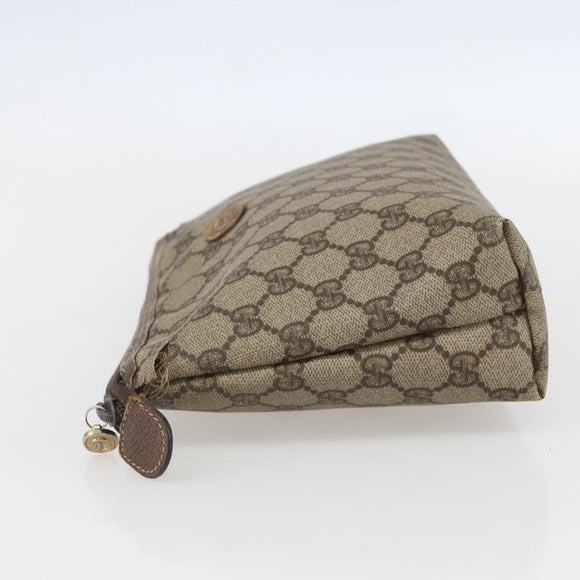 GUCCI GG Supreme Täschchen PVC Leder Beige Gold 014 115 6088 Auth bs31427
