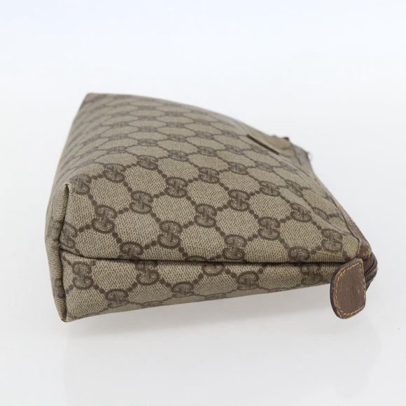 GUCCI GG Supreme Täschchen PVC Leder Beige Gold 014 115 6088 Auth bs31427