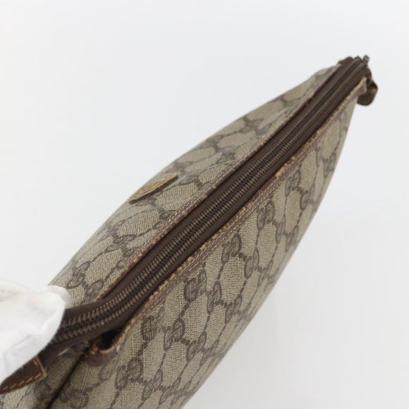 GUCCI GG Supreme Täschchen PVC Leder Beige Gold 014 115 6088 Auth bs31427