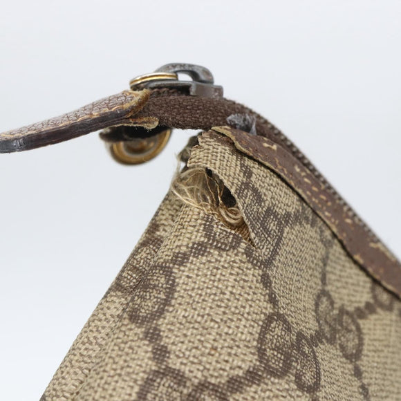 GUCCI GG Supreme Täschchen PVC Leder Beige Gold 014 115 6088 Auth bs31427
