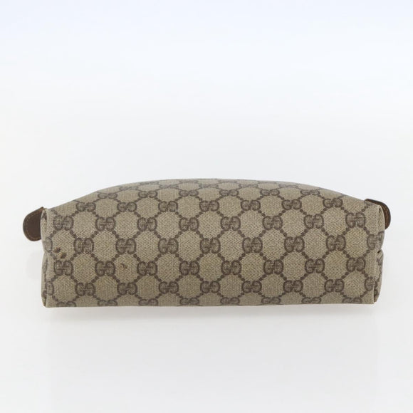 GUCCI GG Supreme Täschchen PVC Leder Beige Gold 014 115 6088 Auth bs31427