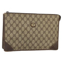 GUCCI GG Supreme Clutch Bag PVC Beige 97 01 029 Auth bs31428-1