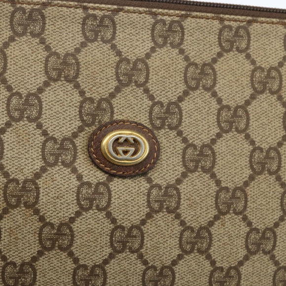 GUCCI GG Supreme Clutch Bag PVC Beige 97 01 029 Auth bs31428
