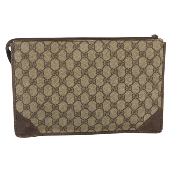 GUCCI GG Supreme Clutch Bag PVC Beige 97 01 029 Auth bs31428