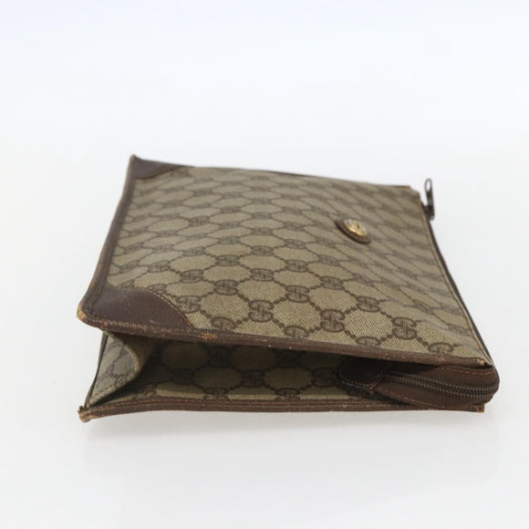 GUCCI GG Supreme Clutch Bag PVC Beige 97 01 029 Auth bs31428