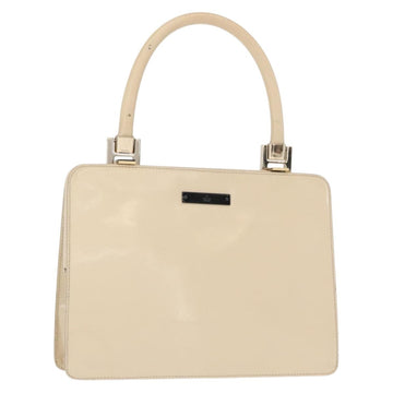 GUCCI Hand Bag Enamel Beige Gold Auth bs31430