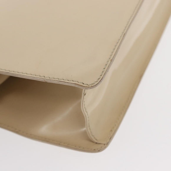 GUCCI Hand Bag Enamel Beige Gold Auth bs31430