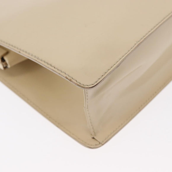 GUCCI Hand Bag Enamel Beige Gold Auth bs31430