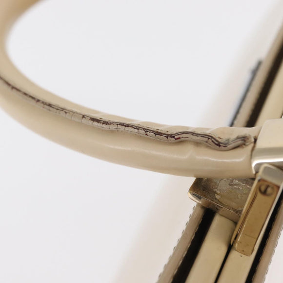 GUCCI Hand Bag Enamel Beige Gold Auth bs31430