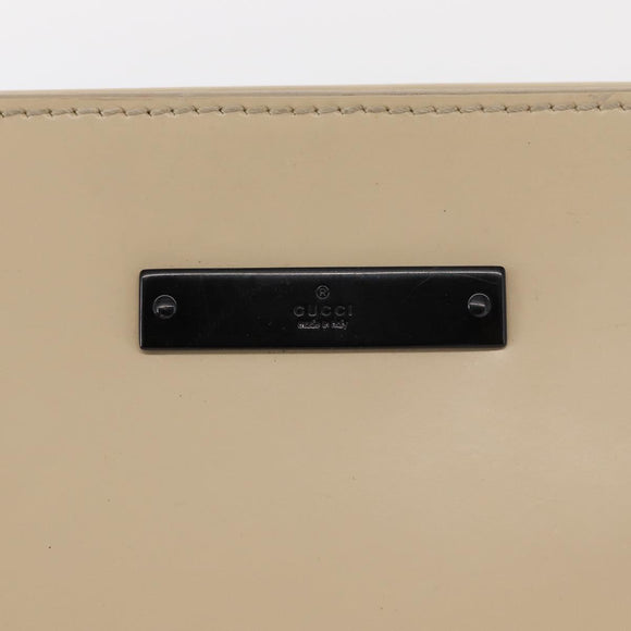 GUCCI Hand Bag Enamel Beige Gold Auth bs31430