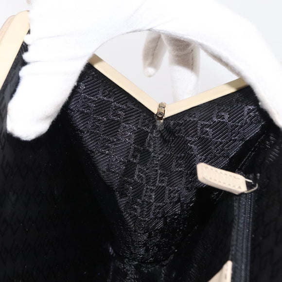 GUCCI Hand Bag Enamel Beige Gold Auth bs31430