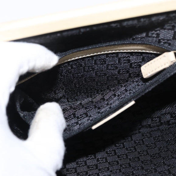 GUCCI Hand Bag Enamel Beige Gold Auth bs31430