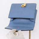 GUCCI Sylvie Sherry Line Chain Bag Leather Light Blue Gold 431666 Auth bs31431-18