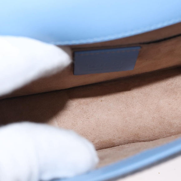 GUCCI Sylvie Sherry Line Chain Bag Leather Light Blue Gold 431666 Auth bs31431