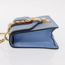 GUCCI Sylvie Sherry Line Chain Bag Leather Light Blue Gold 431666 Auth bs31431-4