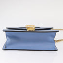 GUCCI Sylvie Sherry Line Chain Bag Leather Light Blue Gold 431666 Auth bs31431-5