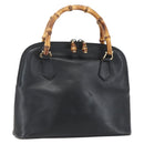 GUCCI Bamboo Hand Bag Leather Black Gold 000 122 029 Auth bs31432-1