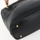 GUCCI Bamboo Hand Bag Leather Black Gold 000 122 029 Auth bs31432-14