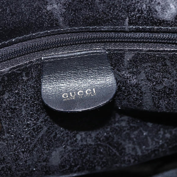 GUCCI Bamboo Hand Bag Leather Black Gold 000 122 029 Auth bs31432