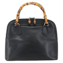 GUCCI Bamboo Hand Bag Leather Black Gold 000 122 029 Auth bs31432-13