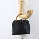 GUCCI Bamboo Hand Bag Leather Black Gold 000 122 029 Auth bs31432-22
