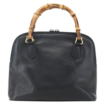 GUCCI Bamboo Hand Bag Leather Black Gold 000 122 029 Auth bs31432 - 0