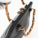 GUCCI Bamboo Hand Bag Leather Black Gold 000 122 029 Auth bs31432-6