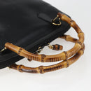 GUCCI Bamboo Hand Bag Leather Black Gold 000 122 029 Auth bs31432-7