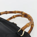 GUCCI Bamboo Hand Bag Leather Black Gold 000 122 029 Auth bs31432-8