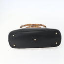 GUCCI Bamboo Hand Bag Leather Black Gold 000 122 029 Auth bs31432-5