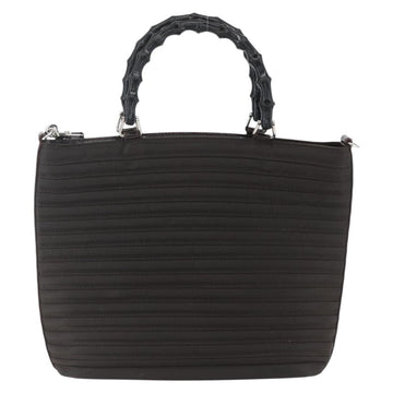 GUCCI Bamboo Hand Bag Canvas 2way Black Silver 000 1998 0588 Auth bs31433 - 0