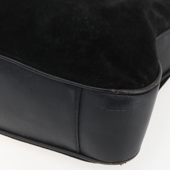 GUCCI Bamboo Hand Bag Leather 2way Black Gold 001 1014 1577 Auth bs31434