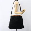 GUCCI Bamboo Hand Bag Leather 2way Black Gold 001 1014 1577 Auth bs31434-22