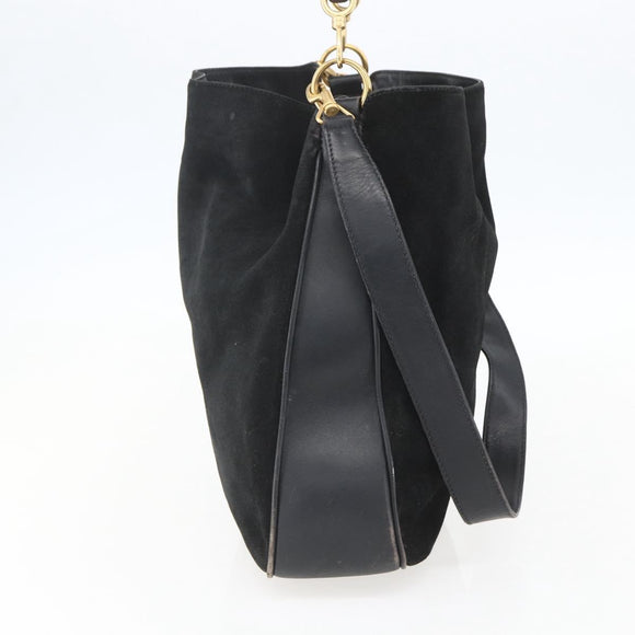 GUCCI Bamboo Hand Bag Leather 2way Black Gold 001 1014 1577 Auth bs31434