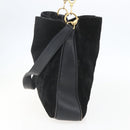 GUCCI Bamboo Hand Bag Leather 2way Black Gold 001 1014 1577 Auth bs31434-5