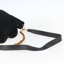 GUCCI Bamboo Hand Bag Leather 2way Black Gold 001 1014 1577 Auth bs31434-9