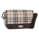 BURBERRY Nova Check Shoulder Bag Nylon Beige Silver Auth bs31436-1