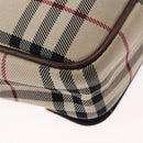 BURBERRY Nova Check Shoulder Bag Nylon Beige Silver Auth bs31436-12