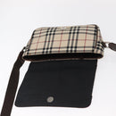 BURBERRY Nova Check Shoulder Bag Nylon Beige Silver Auth bs31436-15