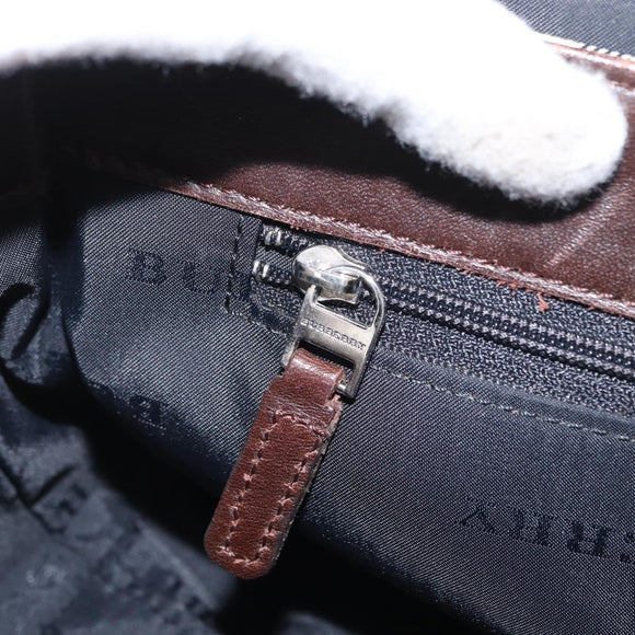 BURBERRY Nova Check Shoulder Bag Nylon Beige Silver Auth bs31436