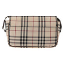 BURBERRY Nova Check Shoulder Bag Nylon Beige Silver Auth bs31436-3