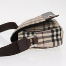 BURBERRY Nova Check Shoulder Bag Nylon Beige Silver Auth bs31436-5