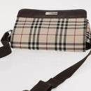 BURBERRY Nova Check Shoulder Bag Nylon Beige Silver Auth bs31436-6
