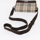 BURBERRY Nova Check Shoulder Bag Nylon Beige Silver Auth bs31436-7