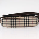 BURBERRY Nova Check Shoulder Bag Nylon Beige Silver Auth bs31436-9