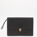 Burberrys Clutch Bag Leather 2 Set Black Gold Auth bs31437-10