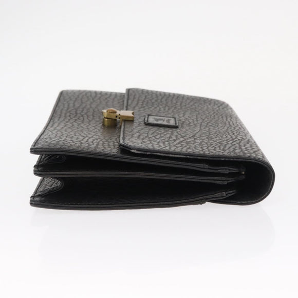 Burberrys Clutch Bag Leather 2 Set Black Gold Auth bs31437
