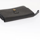 Burberrys Clutch Bag Leather 2 Set Black Gold Auth bs31437-13